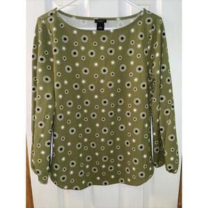 Ann Taylor Green Floral Print Long Sleeve Top - Size S